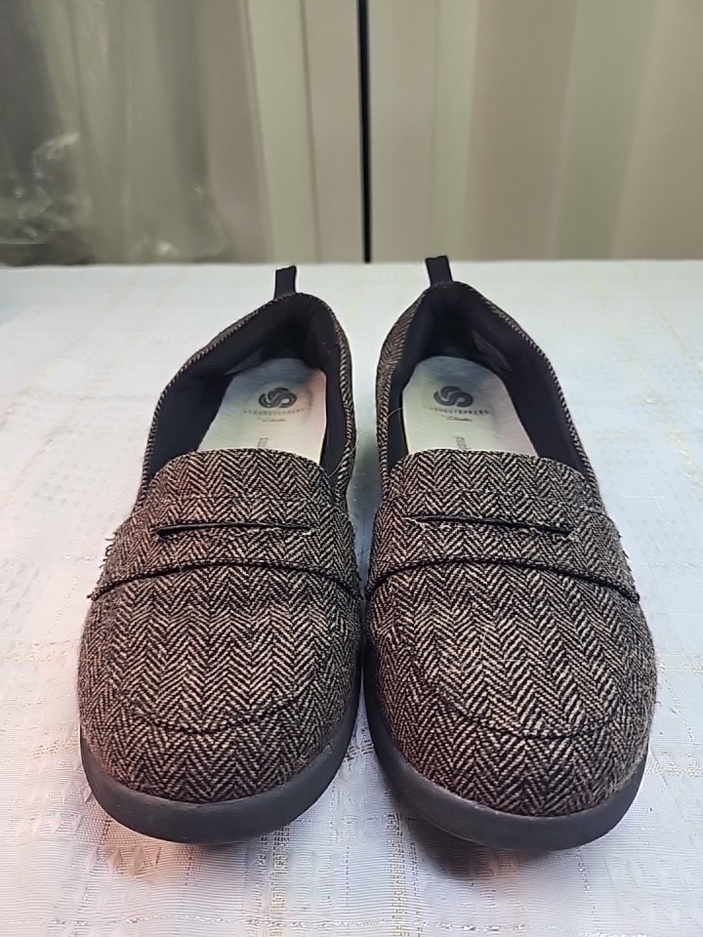 Women’s Herringbone Slip-On Loafers in Brown